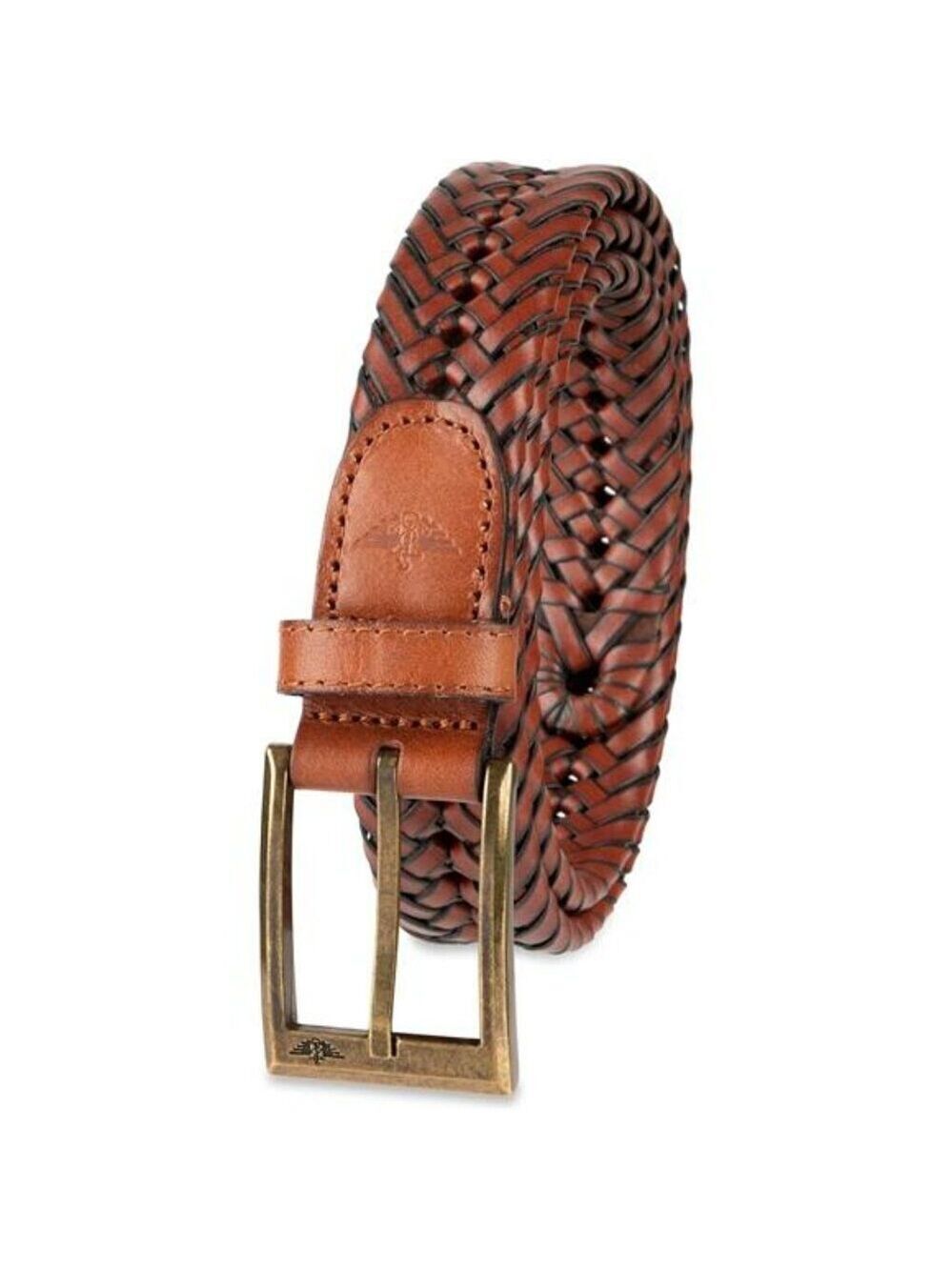 Dockers Mens Leather Braided Belt Fully Adjustable Classic Dress Casual Belt